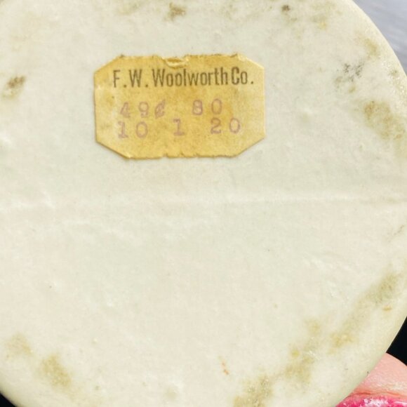 Vintage F.W. Woolworth Co. Iridescent Blue Gold Miniature Pitcher Jug Vase 7.25” - Picture 6 of 6